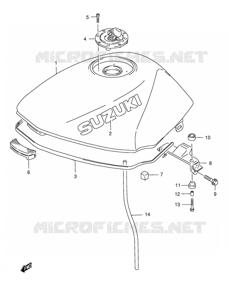 RESERVOIR D'ESSENCE (MODELE V) Suzuki MOTO 500 GS-E 1999  GS500EX(E2)
