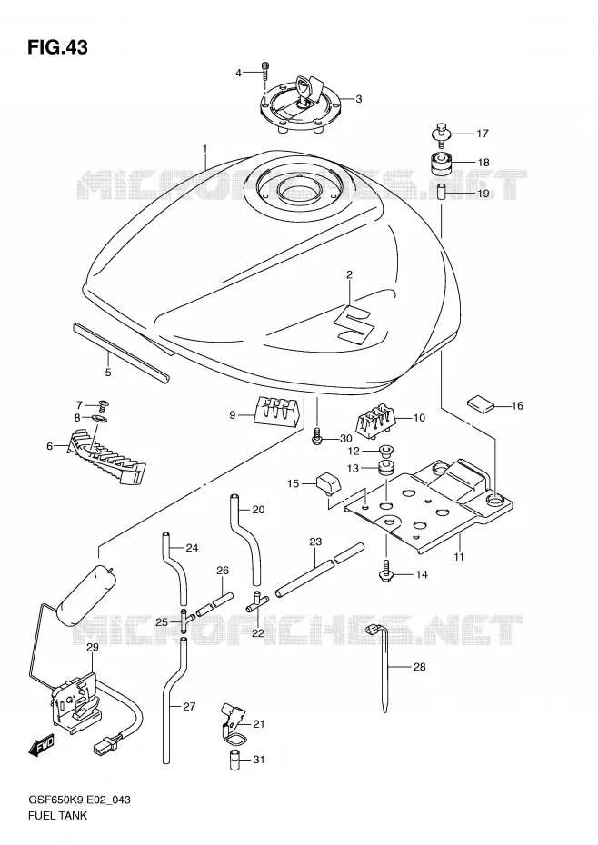 RESERVOIR D'ESSENCE Suzuki MOTO 650 BANDIT 2010  GSF650L0(E2)
