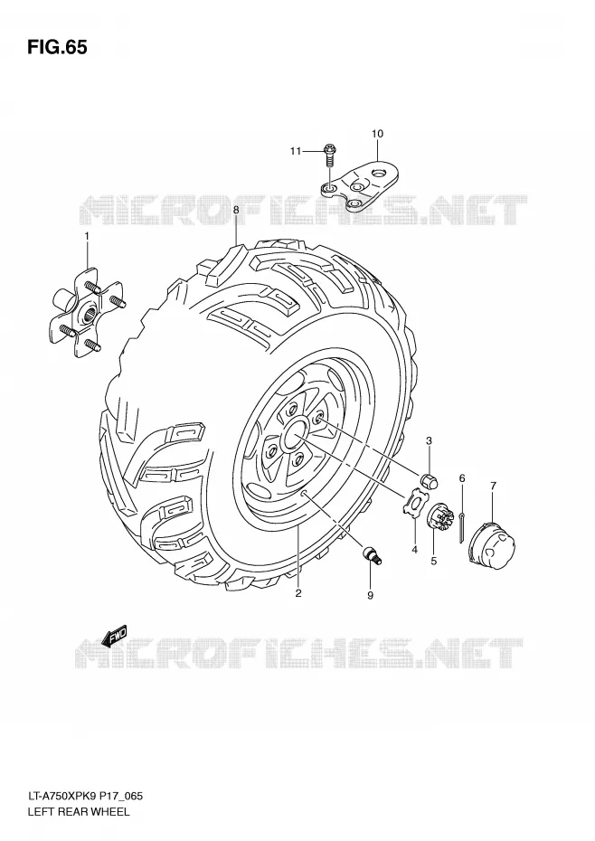 ROUE ARRIERE GAUCHE Suzuki QUAD 750 KINGQUAD 2009  LT-A750XPZK9(P17)
