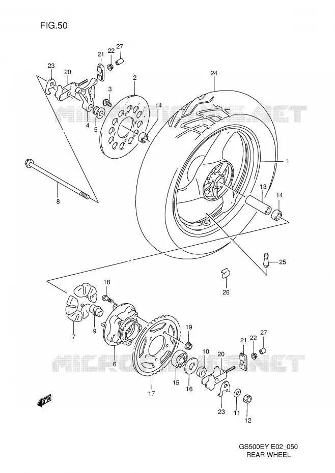 ROUE ARRIERE Suzuki MOTO 500 GS-E 1997  GS500EUV(E2)