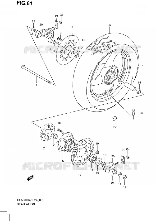 ROUE ARRIERE Suzuki MOTO 500 GS-E 2007  GS500HK7(P24)