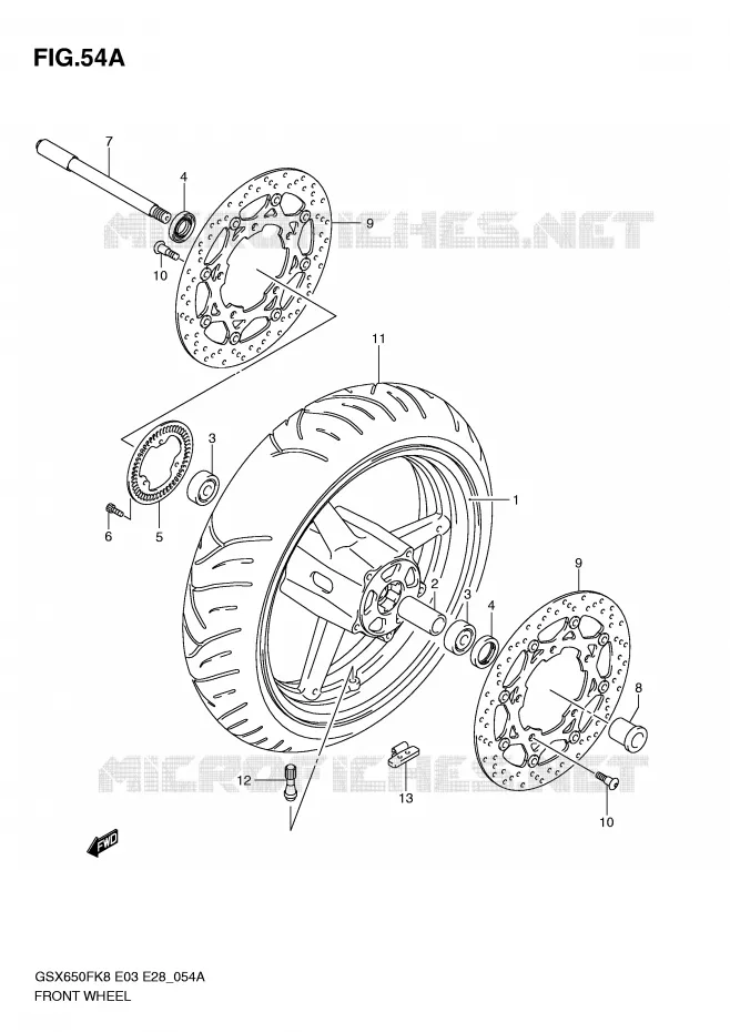 ROUE AVANT (GSX650FAK9/FAL0) Suzuki MOTO 650 GSX-F 2010  GSX650FAL0(E3/E28)