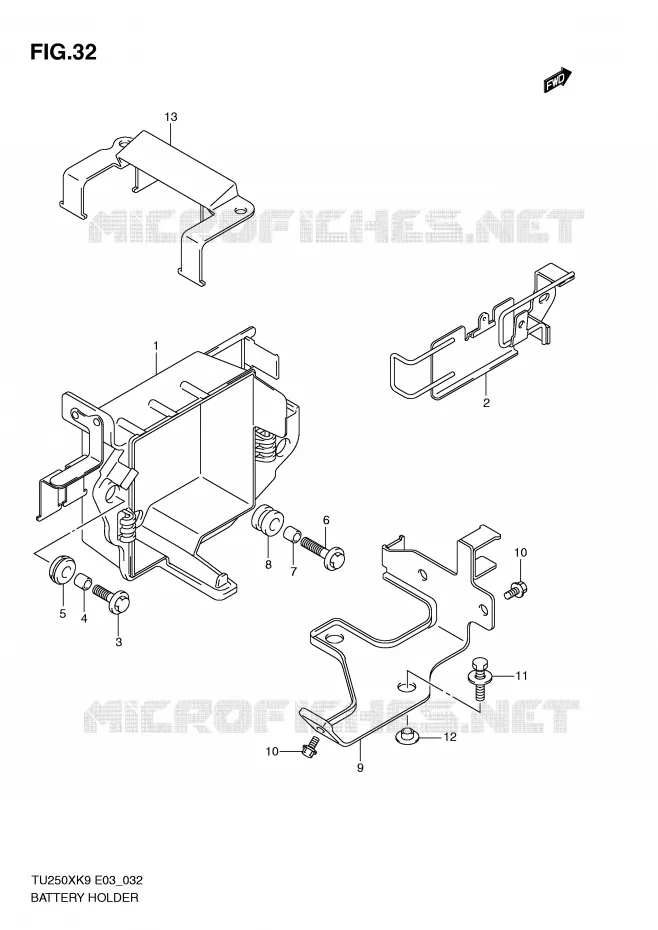 SUPPORT BATTERIE Suzuki MOTO 250 TU 2009  TU250XK9(E3)