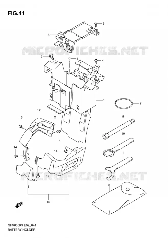 SUPPORT BATTERIE Suzuki MOTO 650 GLADIUS 2010  SFV650UL0(E2)