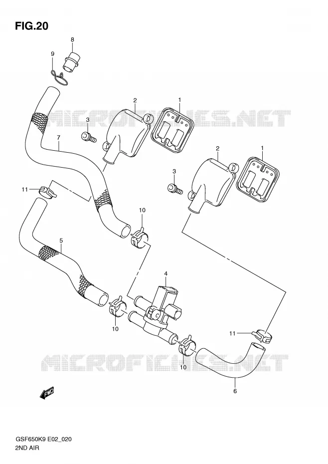 SYSTEME RECYCLAGE GAZ ECHAPPEMENT Suzuki MOTO 650 BANDIT 2010  GSF650SAL0(E2)