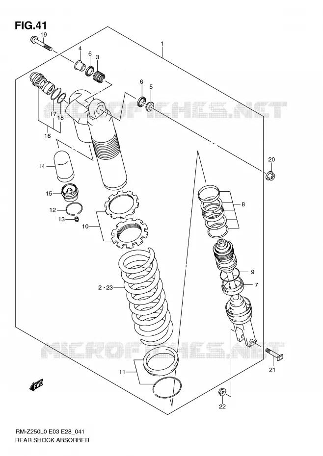 AMORTISSEUR ARRIERE Suzuki MOTO 250 RM-Z 2010  RM-Z250L0(E3/E28)