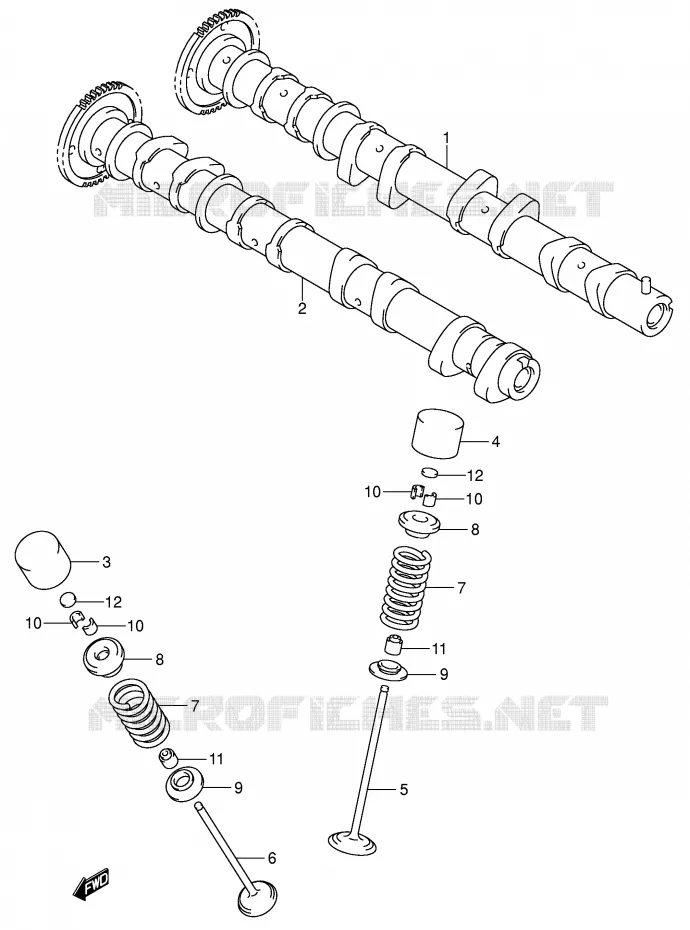 ARBRE A CAMES - SOUPAPES Suzuki MOTO 750 GSX-R 2002  GSX-R750U1K2(E2)
