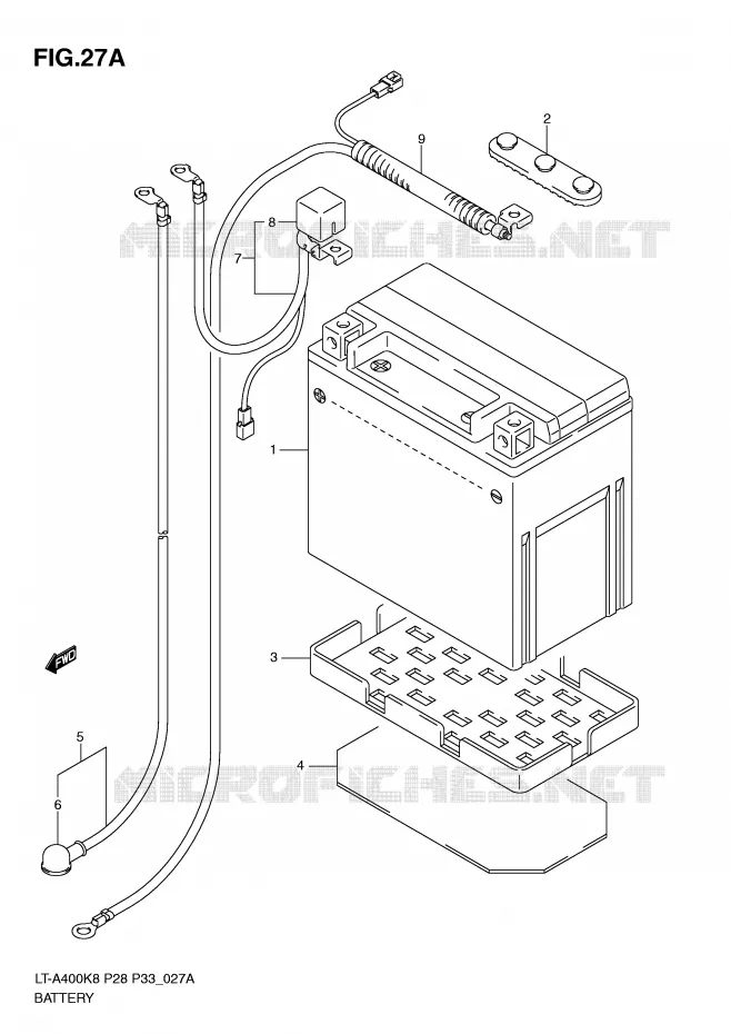 BATTERIE (MODEL L0) Suzuki QUAD 400 EIGER 2009  LT-A400K9(P28/P33)