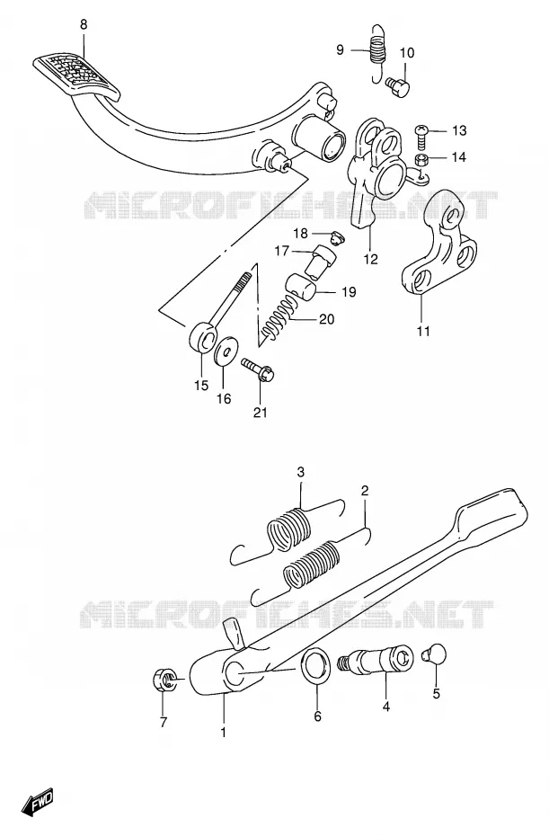 BEQUILLE - PEDALE DE FREIN ARRIERE Suzuki MOTO 1400 INTRUDER 1998  VS1400GLPW(E2)