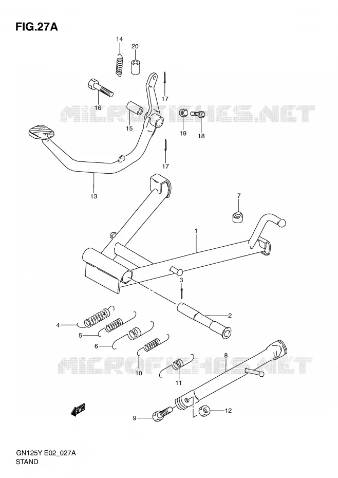 BEQUILLE (MODELE Y/K1) Suzuki MOTO 125 GN 1998  GN125EW(E2)