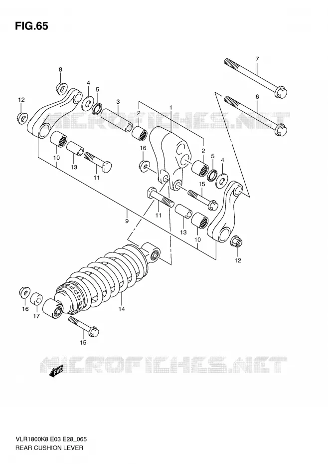 BIELLETTE DE SUSPENSION ARRIERE Suzuki MOTO 1800 BOULEVARD 2009  VLR1800TK9(E3/E28)