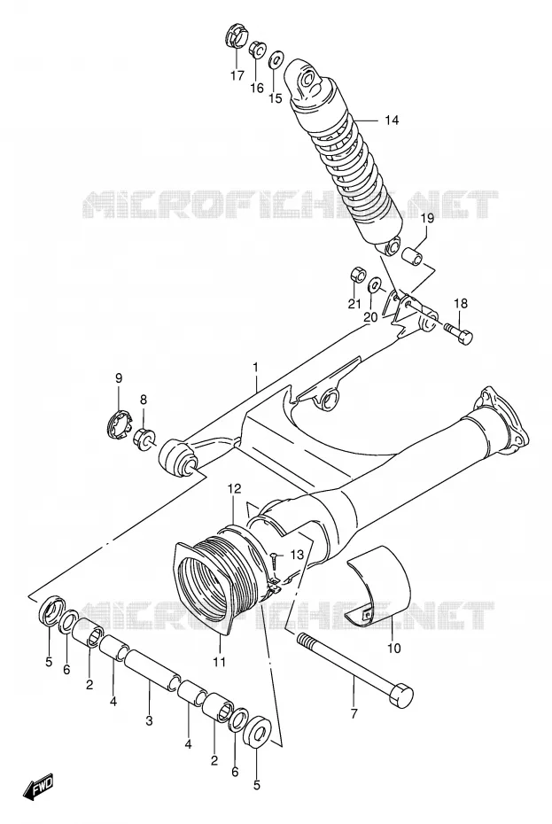 BRAS OSCILLANT ARRIERE (MODELE K1/K2/K3) Suzuki MOTO 1400 INTRUDER 1997  VS1400GLPV(E2)