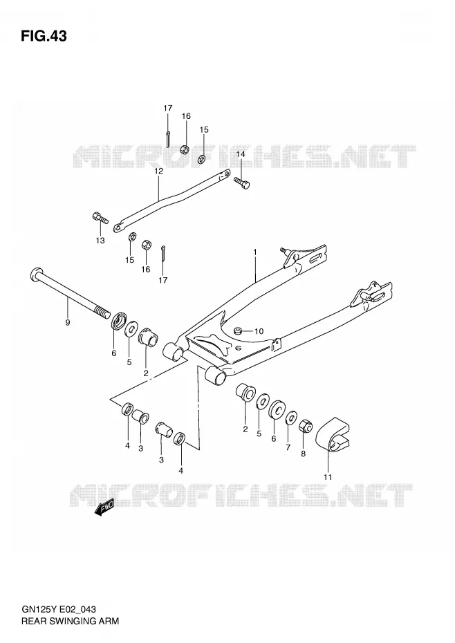 BRAS OSCILLANT ARRIERE Suzuki MOTO 125 GN 2000  GN125Y(E4)