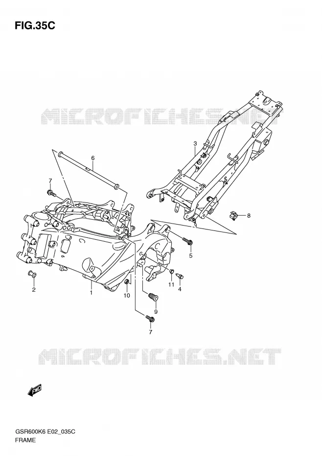 CADRE (MODEL L0) Suzuki MOTO 600 GSR 2010  GSR600L0(E2)