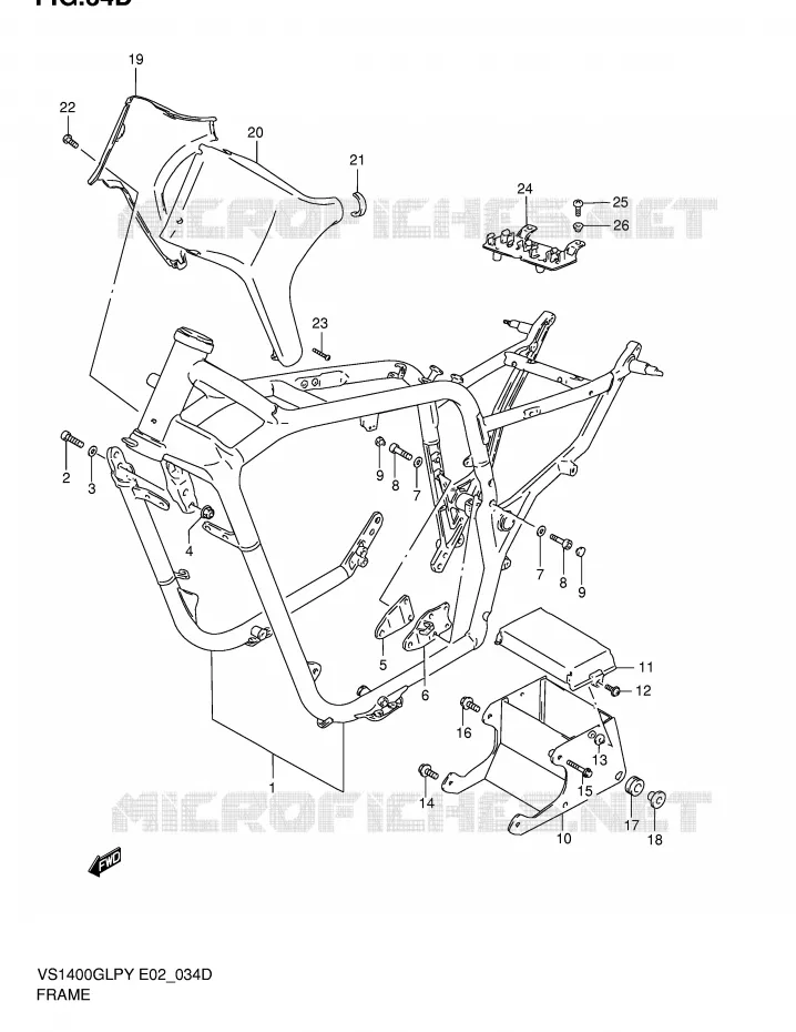 CADRE (MODELE K2/K3) Suzuki MOTO 1400 INTRUDER 2003  VS1400GLPK3(E2)