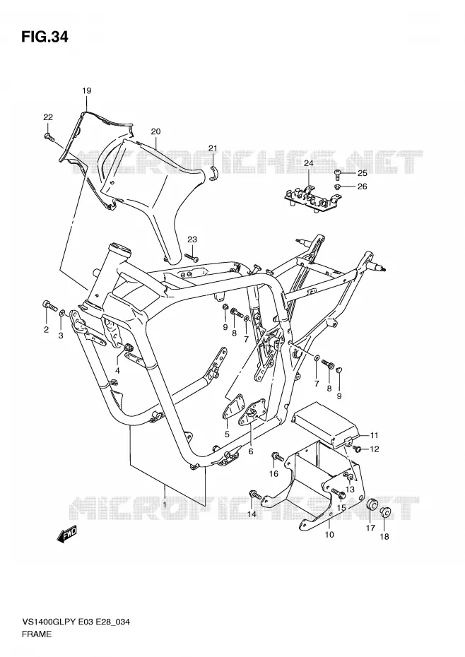 CADRE (MODELE T) Suzuki MOTO 1400 INTRUDER 2000  VS1400GLPY(E3/E28)