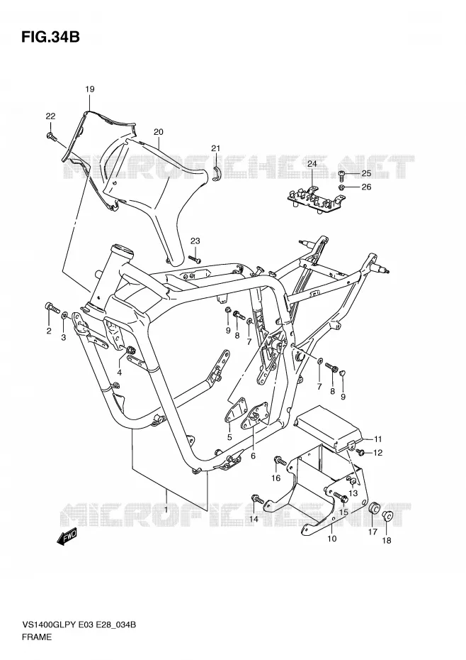 CADRE (MODELE W/X) Suzuki MOTO 1400 INTRUDER 2000  VS1400GLPY(E3/E28)