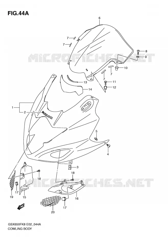 CARENAGES (MODEL L0) Suzuki MOTO 650 GSX-F 2010  GSX650FAL0(E2)