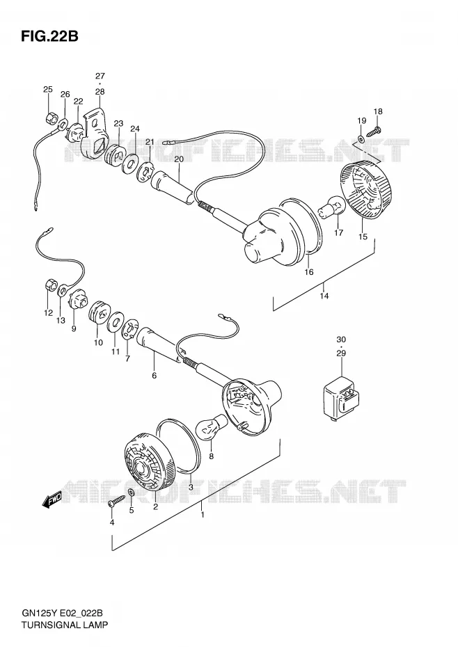CLIGNOTANTS (MODELE V/W/X/Y/K1 E1,E30) Suzuki MOTO 125 GN 1999  GN125X(E4)