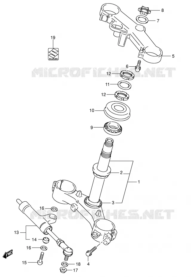 COLONNE DE DIRECTION (P37) Suzuki MOTO 750 GSX-R 2000  GSX-R750U1Y(E2)