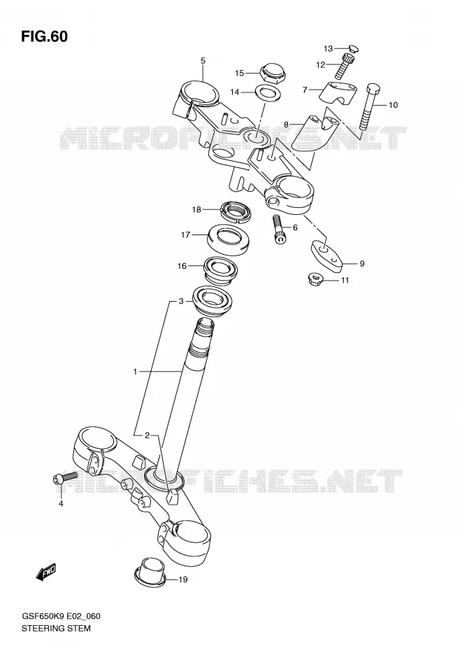 COLONNE DE DIRECTION Suzuki MOTO 650 BANDIT 2009  GSF650SUK9(E2)