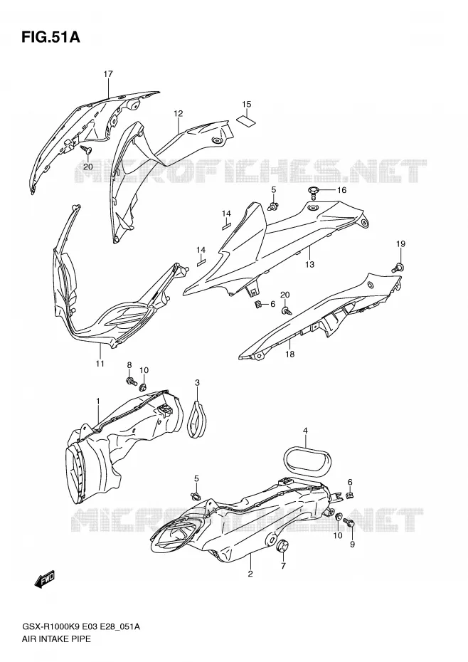 CONDUIT D'ADMISSION (MODEL L0) Suzuki MOTO 1000 GSX-R 2010  GSX-R1000L0(E3/E28)