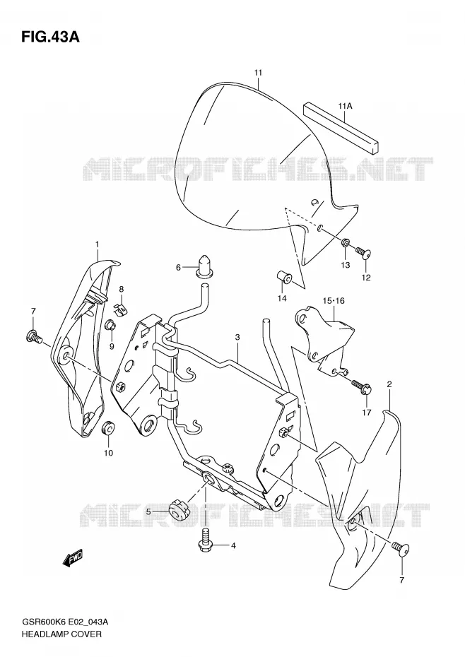 COUVERCLE DE PHARE (MODEL K8) Suzuki MOTO 600 GSR 2007  GSR600UK7(E2)