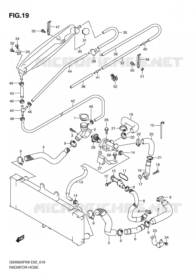 DURITE DE RADIATEUR Suzuki MOTO 650 GSX-F 2010  GSX650FUAL0(E2)