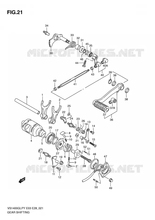 ENSEMBLE DE SELECTION DE VITESSES (MODEL T) Suzuki MOTO 1400 INTRUDER 2000  VS1400GLPY(E3/E28)