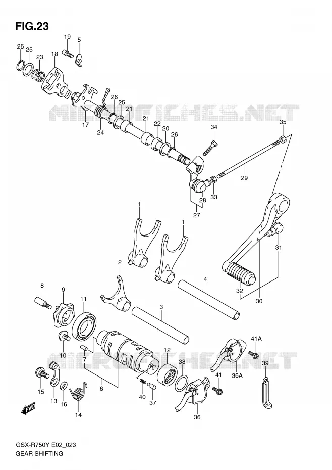 ENSEMBLE DE SELECTION DE VITESSES Suzuki MOTO 750 GSX-R 2002  GSX-R750K2(E2)