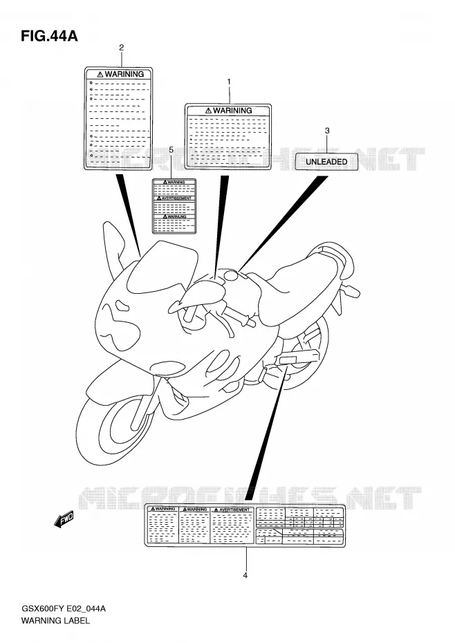 ETIQUETTE D'AVERTISSEMENT (MODELE Y) Suzuki MOTO 600 GSX-F 1999  GSX600FUX(E2)