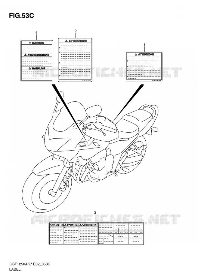 ETIQUETTE (MODEL L0) Suzuki MOTO 1250 BANDIT-N 2009  GSF1250K9(E2)