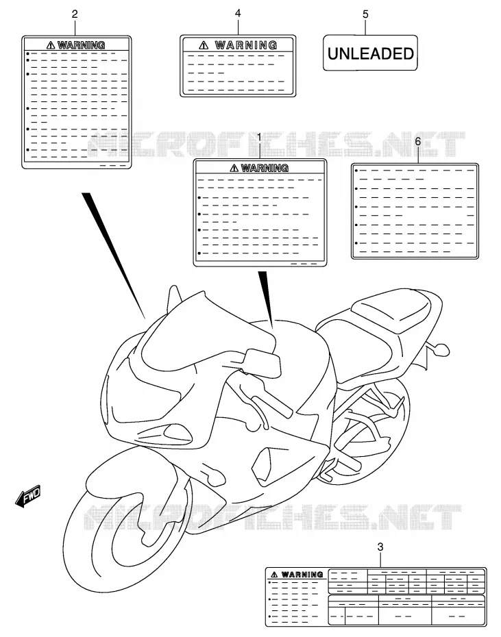 ETIQUETTE (MODELE K2/K3) Suzuki MOTO 750 GSX-R 2001  GSX-R750U1K1(E2)