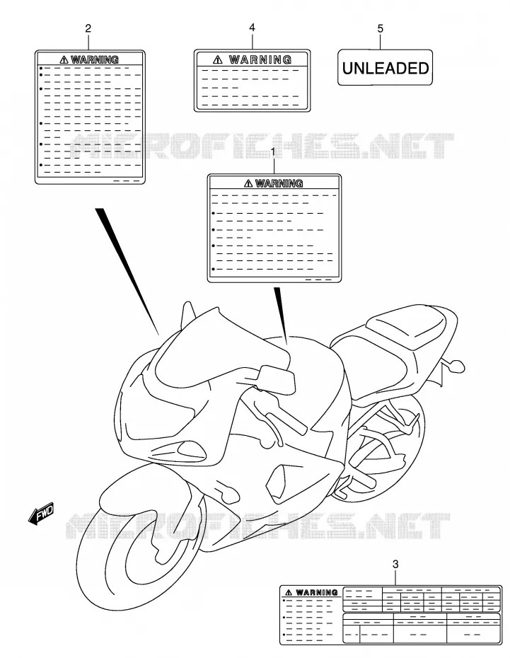 ETIQUETTE (MODELE Y/K1) Suzuki MOTO 750 GSX-R 2001  GSX-R750U1K1(E2)