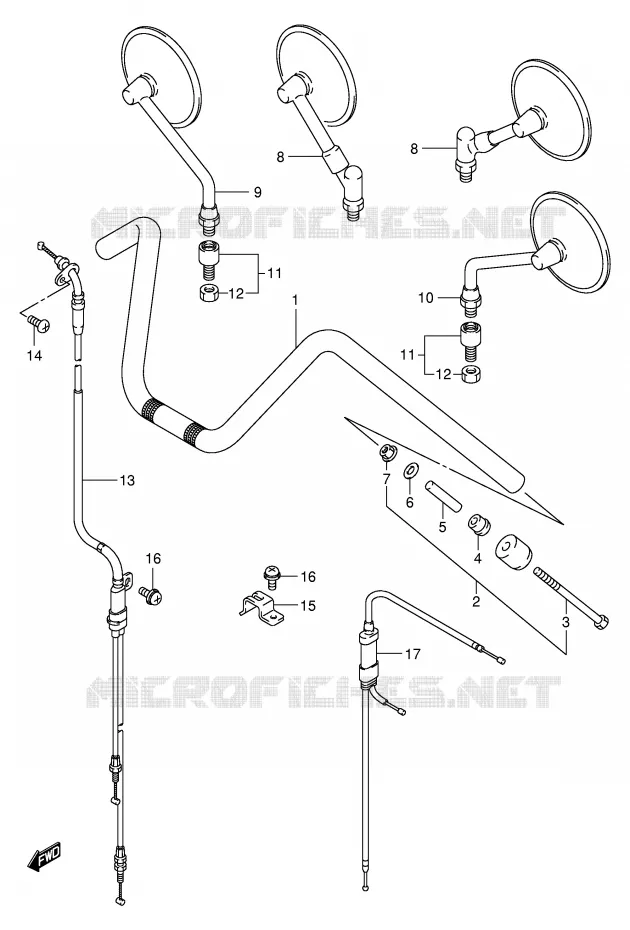 GUIDON (MODELE Y/K1/K2/K3) Suzuki MOTO 1400 INTRUDER 2003  VS1400GLPK3(E2)