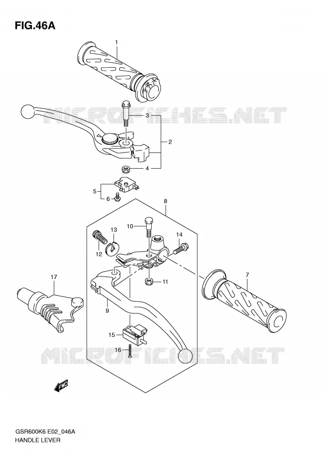 LEVIERS - POIGNEES (MODEL L0) Suzuki MOTO 600 GSR 2010  GSR600AL0(E2)