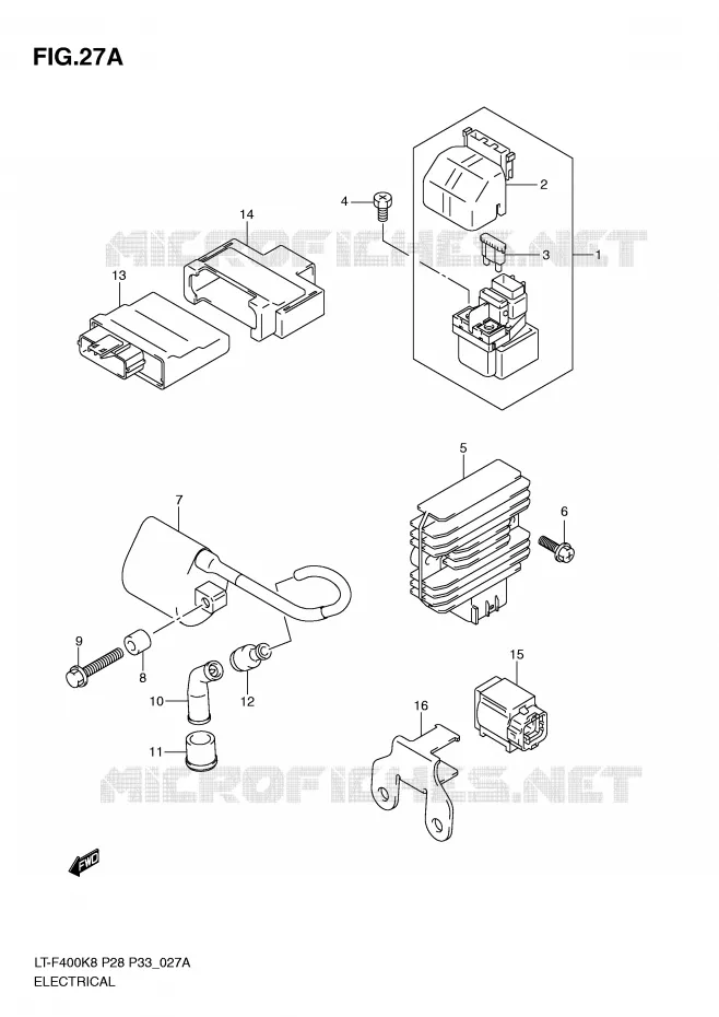 PARTIE ELECTRIQUE (MODEL L0) Suzuki QUAD 400 KINGQUAD 2008  LT-F400K8(P28/P33)