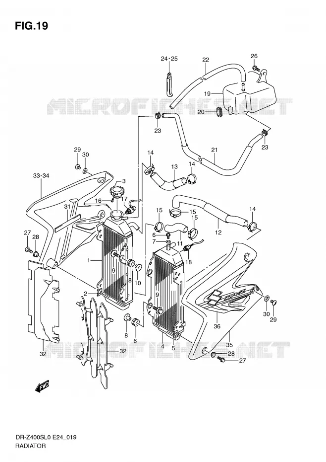 RADIATEUR Suzuki MOTO 400 DR-Z 2010  DR-Z400SL0(E24)