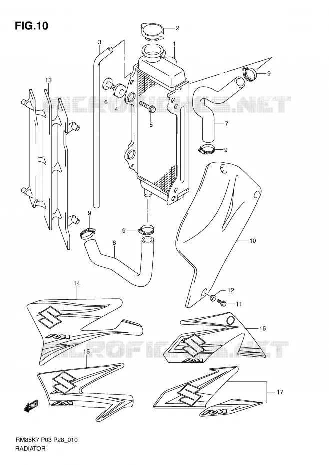 RADIATEUR Suzuki MOTO 85 RM 2009  RM85LK9(P3/P28)