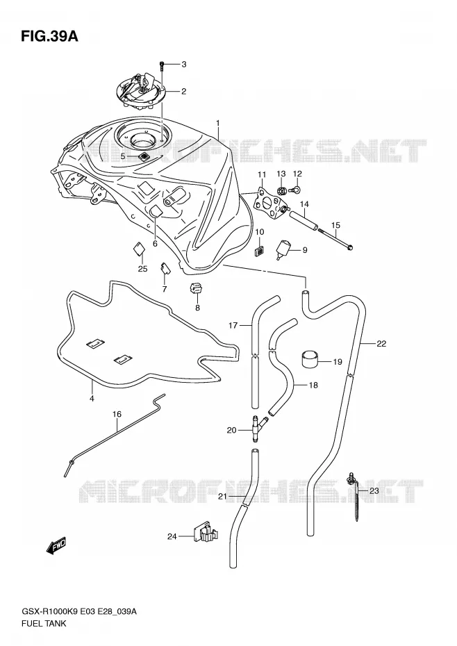RESERVOIR D'ESSENCE (MODEL L0) Suzuki MOTO 1000 GSX-R 2010  GSX-R1000L0(E3/E28)