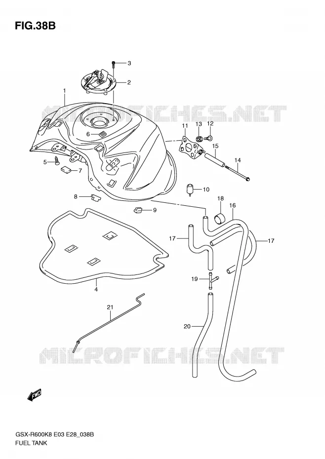 RESERVOIR D'ESSENCE (MODEL L0) Suzuki MOTO 600 GSX-R 2008  GSX-R600K8(E3/E28)