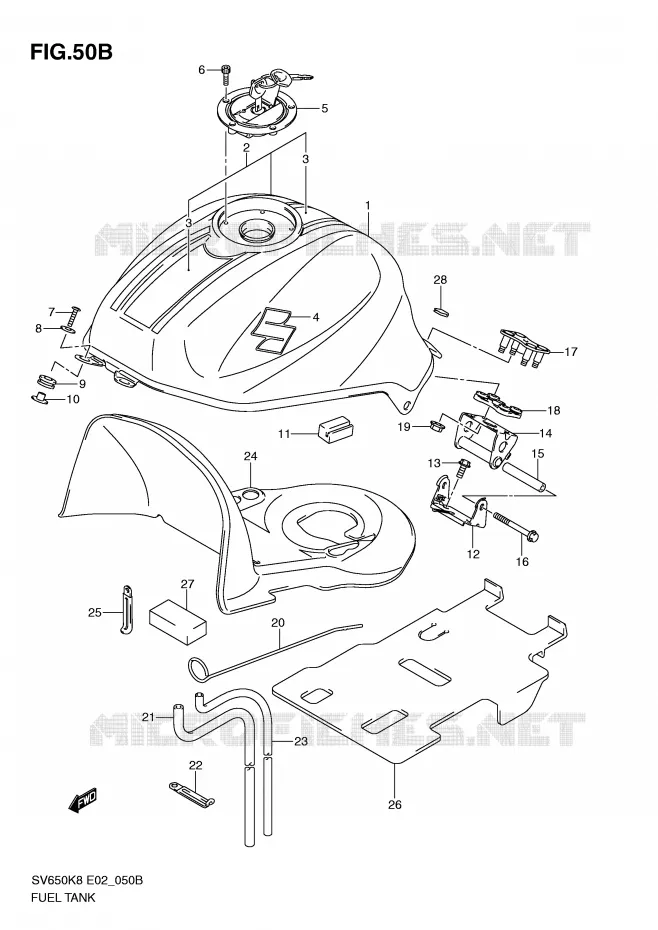 RESERVOIR D'ESSENCE (MODEL L0) Suzuki MOTO 650 SV 2008  SV650UK8(E2)