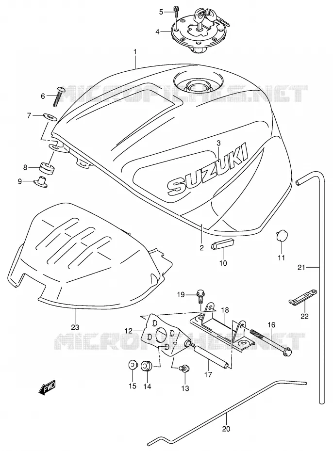 RESERVOIR D'ESSENCE (MODELE K1) Suzuki MOTO 750 GSX-R 2002  GSX-R750U2K2(E2)