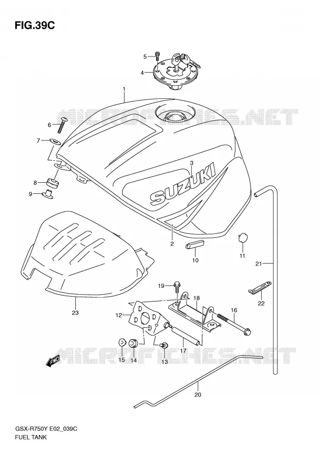 RESERVOIR D'ESSENCE (MODELE K3) Suzuki MOTO 750 GSX-R 2000  GSX-R750U2Y(E2)