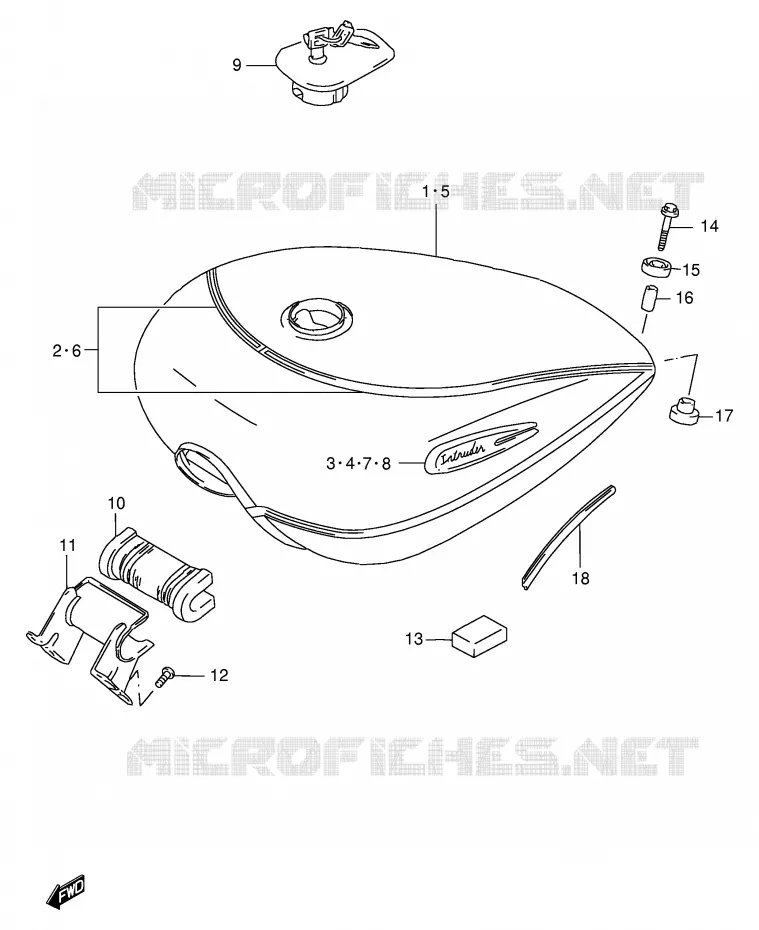 RESERVOIR D'ESSENCE (MODELE Y) Suzuki MOTO 1400 INTRUDER 1998  VS1400GLPW(E2)