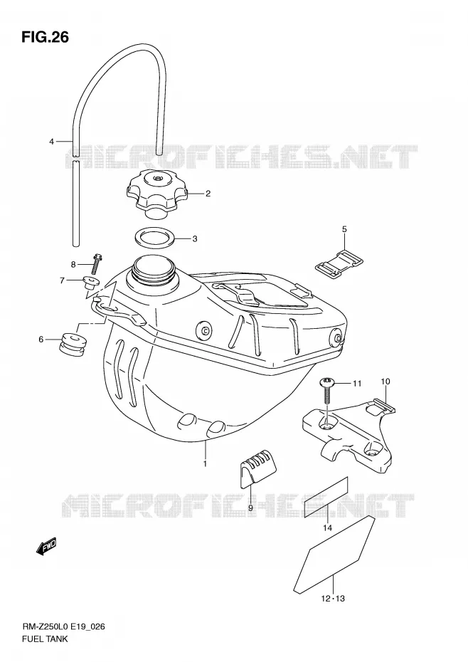 RESERVOIR D'ESSENCE Suzuki MOTO 250 RM-Z 2010  RM-Z250L0(E19)