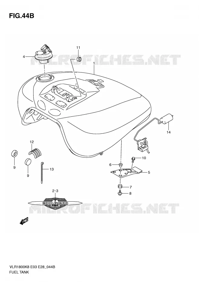RESERVOIR D'ESSENCE (VLR1800TL0) Suzuki MOTO 1800 BOULEVARD 2009  VLR1800TK9(E3/E28)