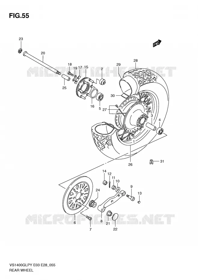 ROUE ARRIERE Suzuki MOTO 1400 INTRUDER 1998  VS1400GLPW(E3/E28)