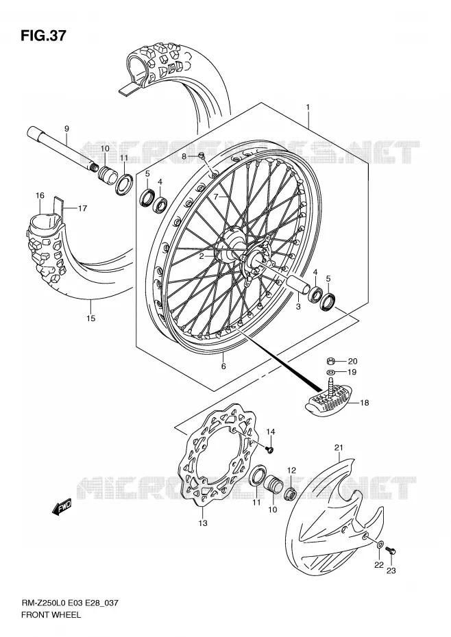 ROUE AVANT Suzuki MOTO 250 RM-Z 2010  RM-Z250L0(E3/E28)