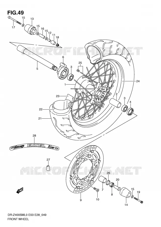 ROUE AVANT Suzuki MOTO 400 DR-Z 2010  DR-Z400SML0(E3/E28)